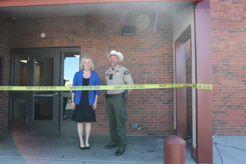 Janet Rowland and Todd Rowell at substation ribbon cutting.