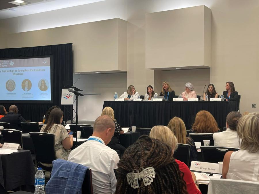 A crowed faces speakers at the 2023 National Association of Counties conference.