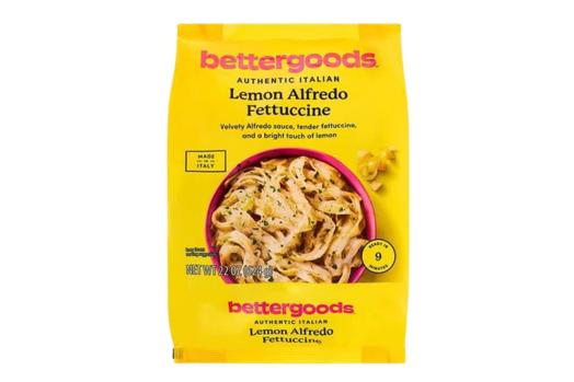 yellow package of bettergoods lemon fettuccine alfredo